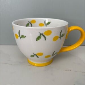 Beautifully Bright Signature Lemon Footed Mug w/ Lemons inside & yellow handle